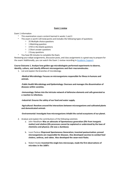 BIOS 242 Week 3 Exam 1 Review Filled Out - Notes