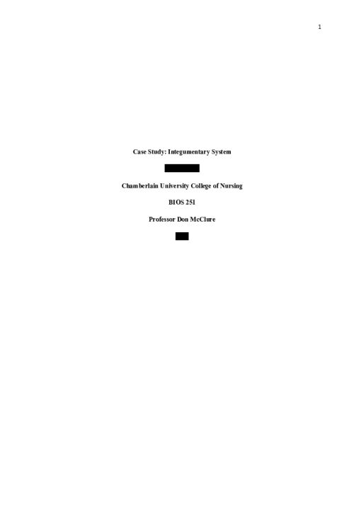 BIOS 251 Week 5 Case Study; Integumentary System
