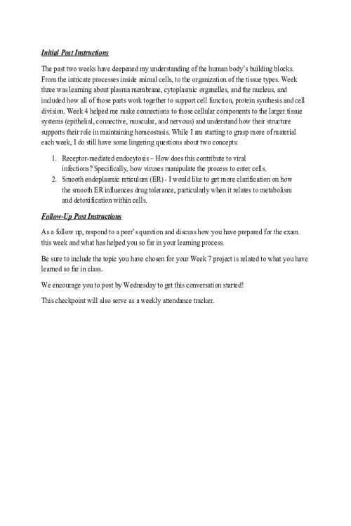 BIOS 251 Week 5 Reflection (Wks 1-4)
