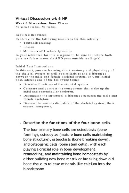 BIOS 251 Week 6 Discussion; Bone Tissue