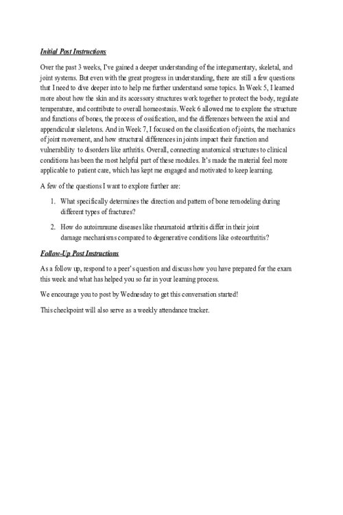 BIOS 251 Week 7 Reflection (Wks 5, 6 and 7)