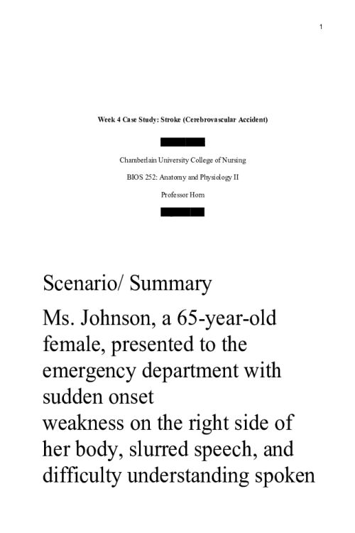 BIOS 252 Week 4 Case Study; Stroke (Cerebrovascular Accident)