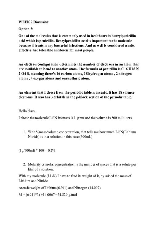 CHEM 120 Week 2 Discussion; Atomic Structure - Li3N