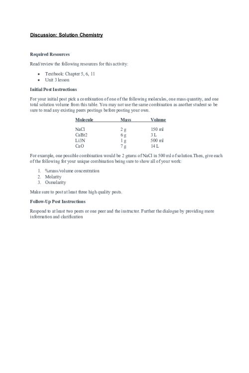 CHEM 120 Week 3 Discussion; Solution Chemistry - Molecule Li3N