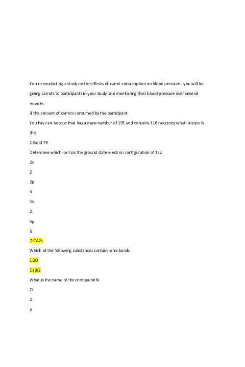 CHEM 120 Week 3 Exam 1