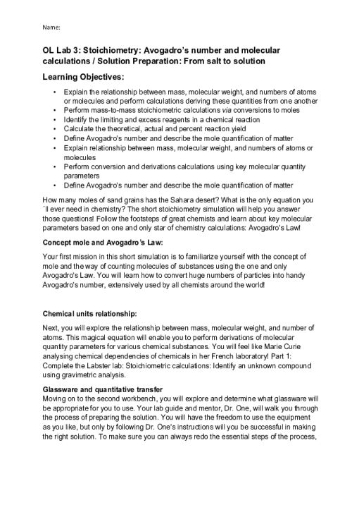 CHEM 120 Week 3 Virtual Labs; Part 1, 2, 3