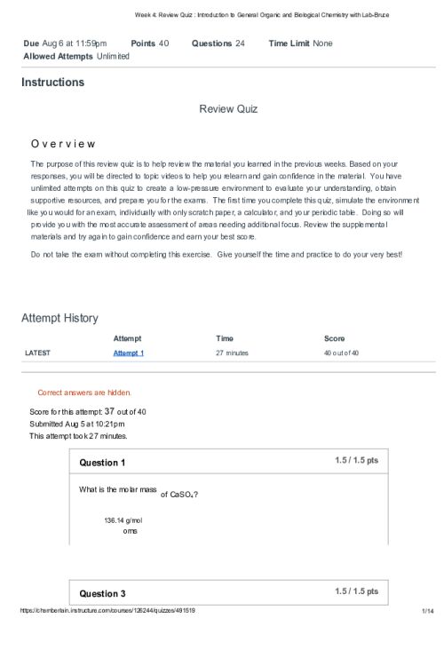 CHEM 120 Week 4 Review Quiz