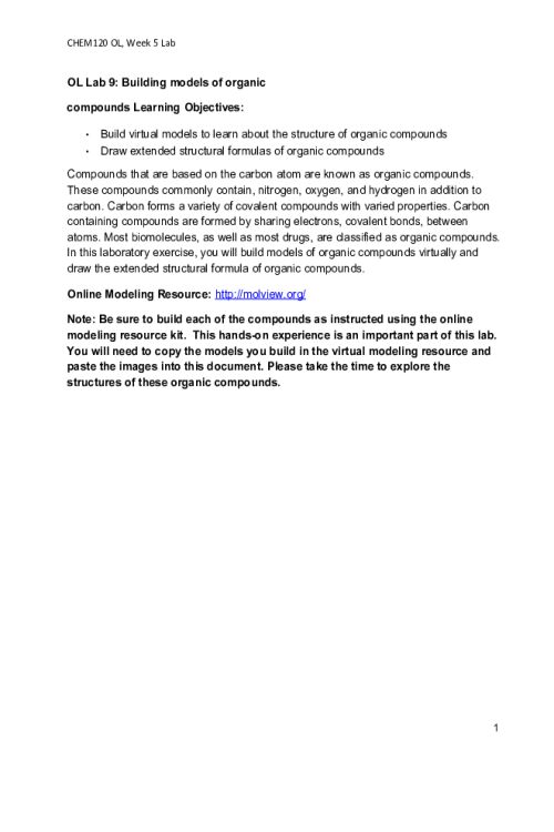 CHEM 120 Week 5 Virtual Labs; Part 1, 2 and 3