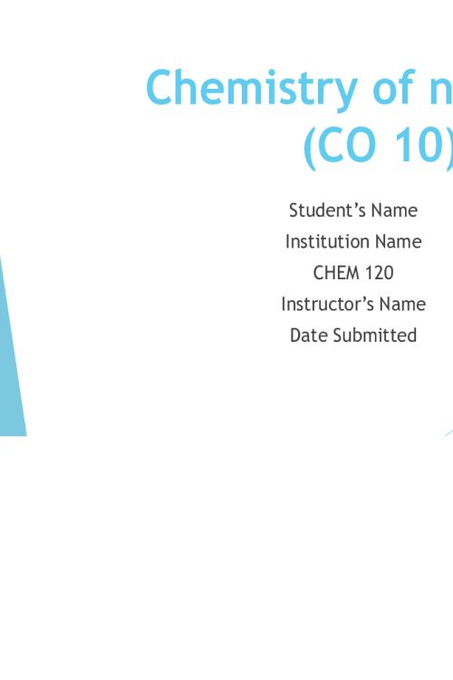 CHEM 120 Week 7 Assignment; Group Project - Chemistry of nutrition - CO 10