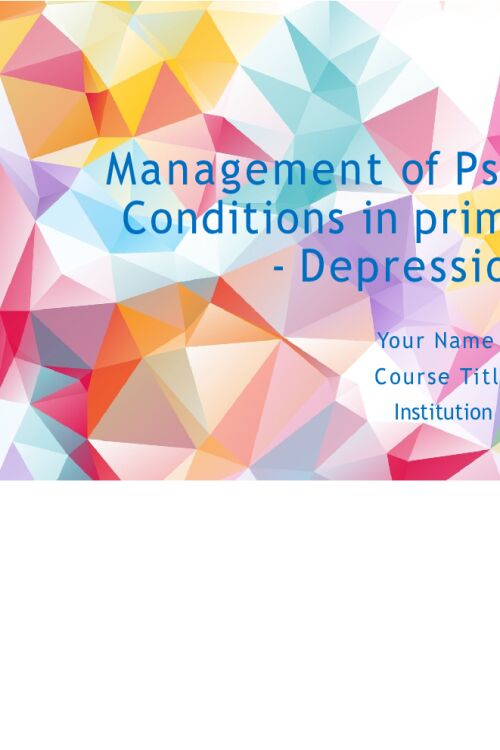 Depression; Management of Psychiatric Conditions in Primary Care