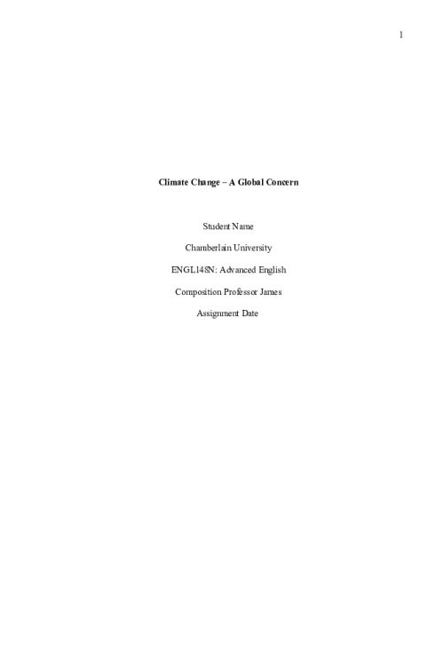 ENGL 148 Week 7 Assignment; Climate Change - A Global Concern