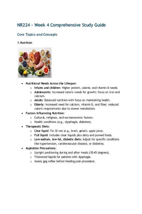 NR 224 Week 4 Supplemental Assignment; Nutrition and Bowel Elimination