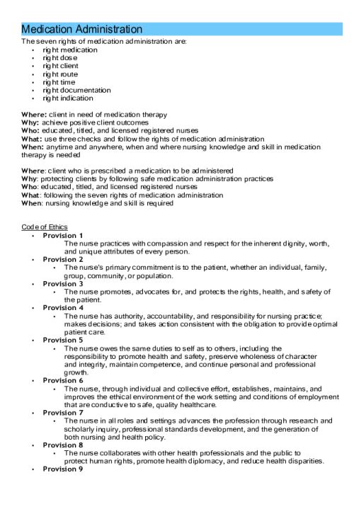 NR 224 Week 6 Supplemental Assignment; Medication Administration