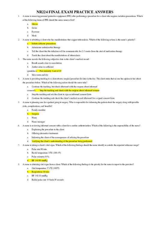 NR 224 Week 8 Comprehensive Final Exam