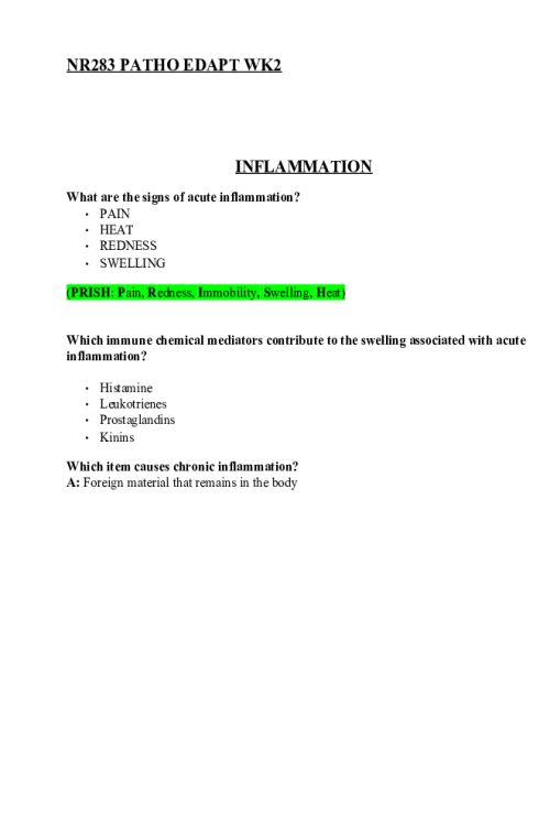 NR 283 Week 2 Edapt; Understanding Inflammation Dynamics