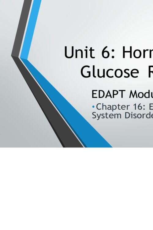NR 283 Week 6 eDapt; Hormonal and Glucose Regulation