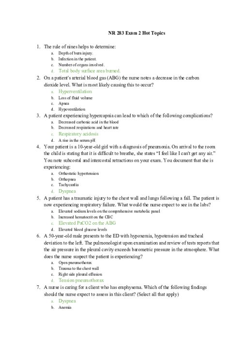 NR 283 Week 6 Exam 2 - Hot Topics