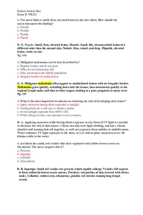 NR 283 Week 6 Exam 2 (Kahoot answer Key)