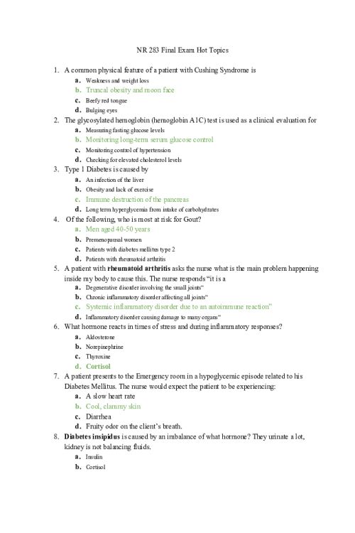 NR 283 Week 8 Comprehensive Final Exam - Hot Topics