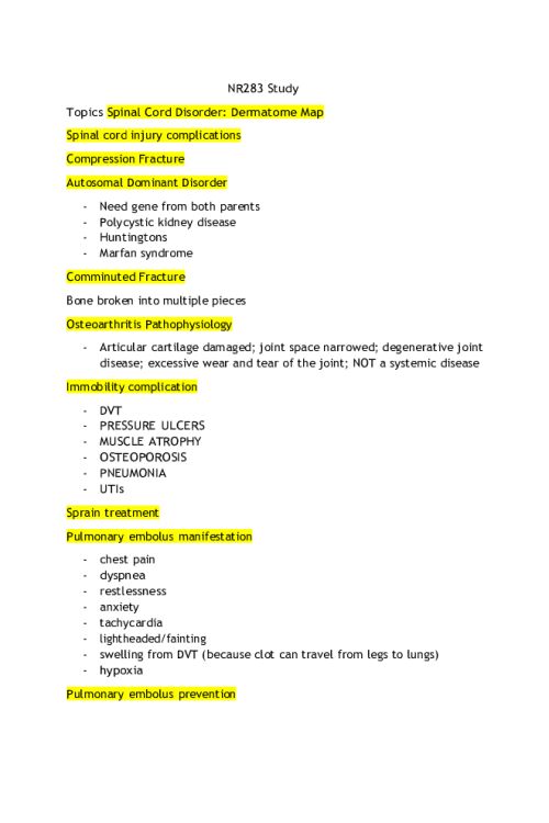 NR 283 Week 8 Comprehensive Final Exam Study Topics