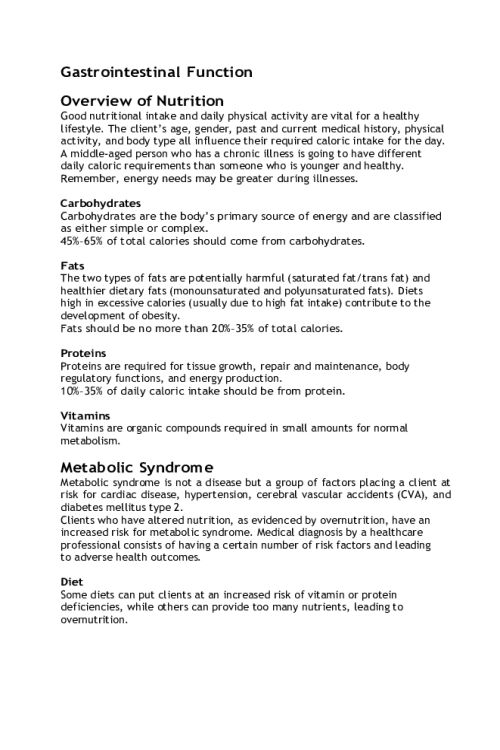NR 324 Week 5 EDAPT; Altered Nutrition and Altered GI Function