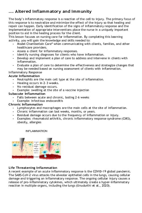 NR 324 Week 6 EDAPT; Altered Inflammation and Immunity