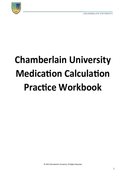 NR 325 Week 1 Exam Soft; Medication Calculation Practice Workbook