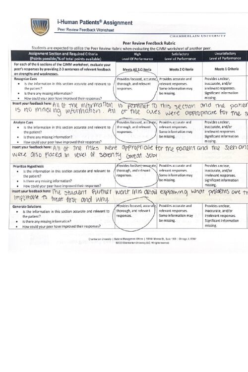 NR 326 Week 7 iHuman Patients Assignment.
