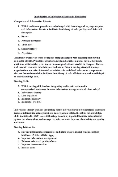 NR 360 Week 1 Edapt; Introduction to Information Systems