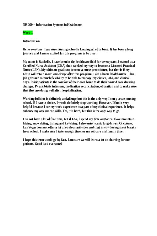 NR 360 Week 1 Introduction