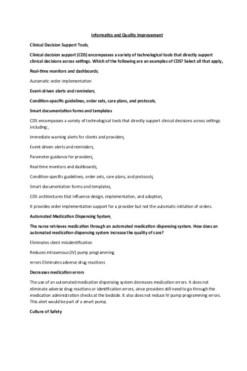 NR 360 Week 7 Edapt; Improving the Quality of Care and Outcomes Using Informatics