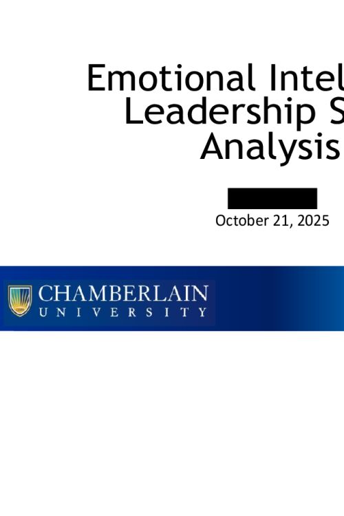 NR 447 Week 4 Assignment; Emotional Intelligence Leadership SWOT Analysis