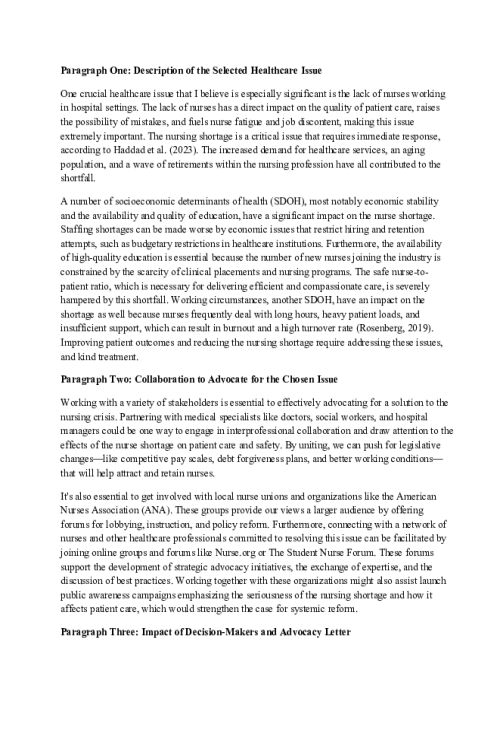 NR 447 Week 7 Discussion; Advocacy