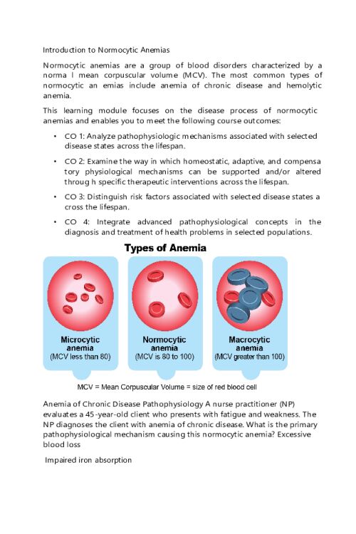 NR 507 Week 1 Edapt; Anemias & hemoglobinopathies