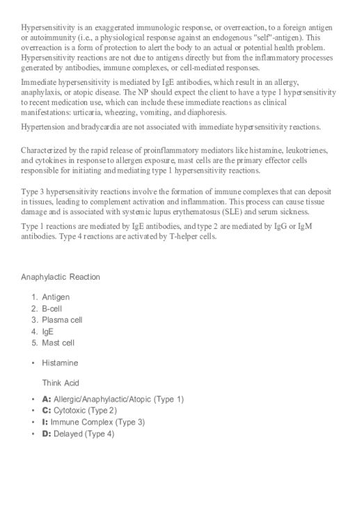 NR 507 Week 1 Edapt; Hypersensitivity