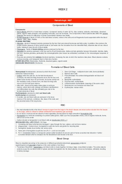 NR 507 Week 2 Edapt; Cardio & Hematologic Components; Key Points & Final Review