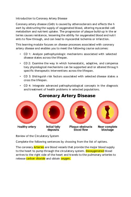 NR 507 Week 2 Edapt; Cardiovascular Disorders..