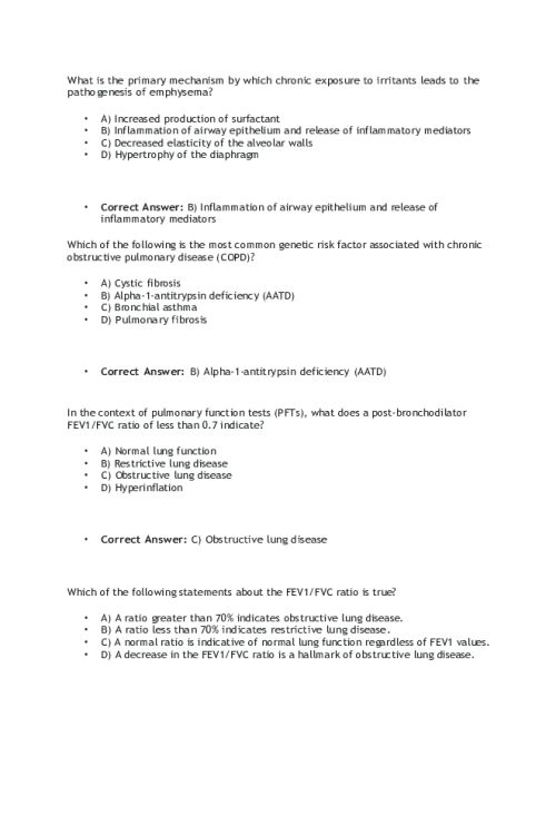 NR 507 Week 3 Edapt Practice Questions; Respiratory System