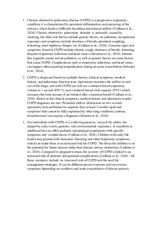 NR 507 Week 5 Discussion; COPD and Its Implications