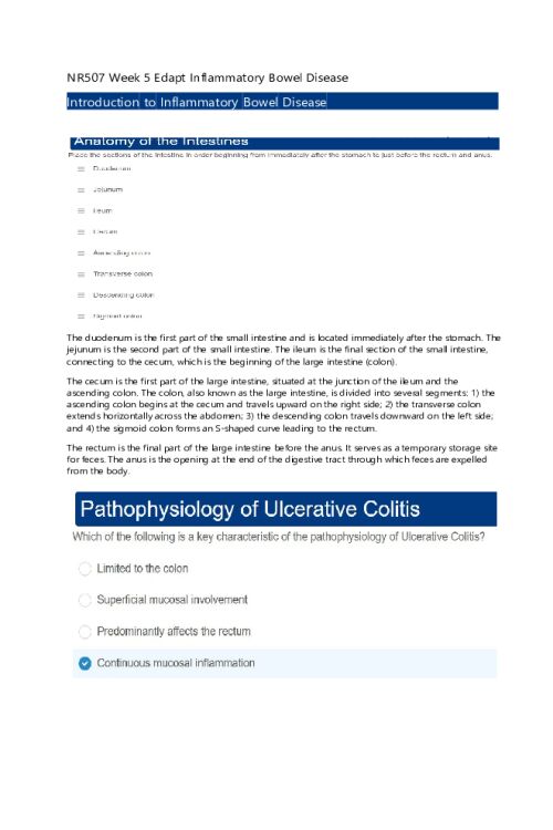 NR 507 Week 5 Edapt; Inflammatory Bowel Disease