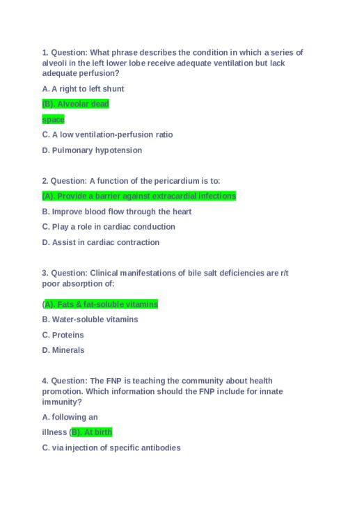 NR 507 Week 8 Final Exam - Questions-Answers