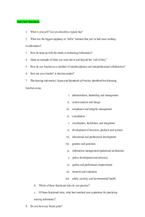 NR 541 Week 2 Assignment; Interview with NI Practitioner Questions