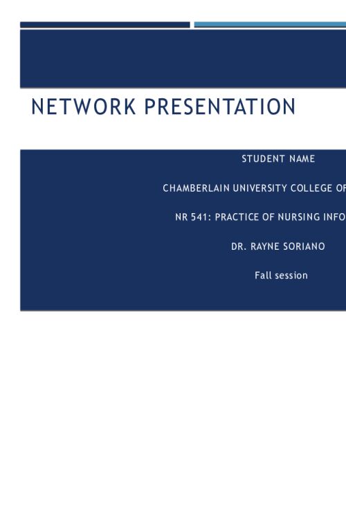 NR 541 Week 7 Assignment; Network Presentation - Local Area Network (LAN)