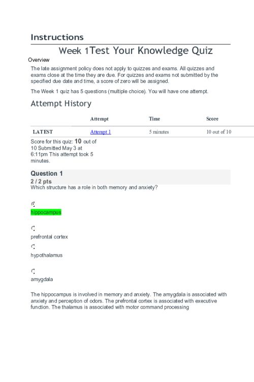 NR 546 Week 1 Test Your Knowledge Quiz
