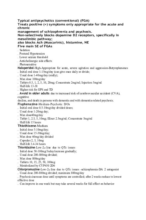 NR 546 Week 4 Midterm Exam Study Guide for Psychopharmacology