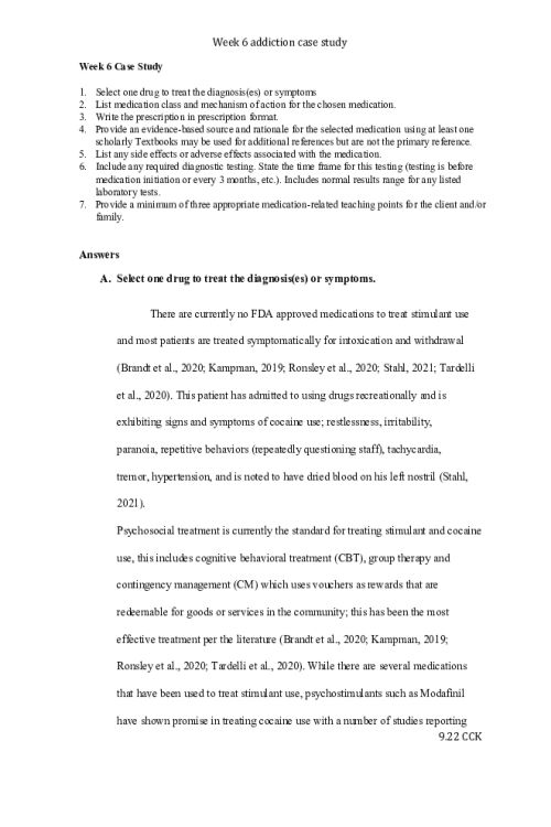 NR 546 Week 6 Case Study Discussion; Chosen Drug - Modafinil..