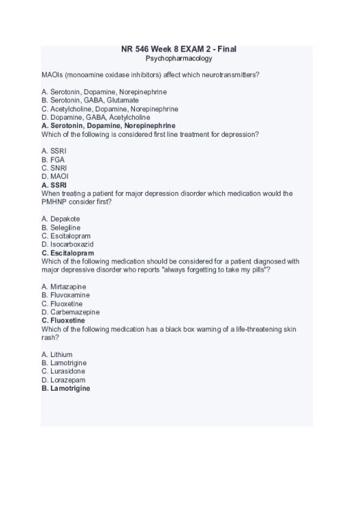 NR 546 Week 8 Final Exam Practice