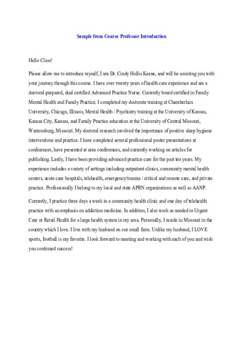 NR 547 Week 1 Discussion; Introductions