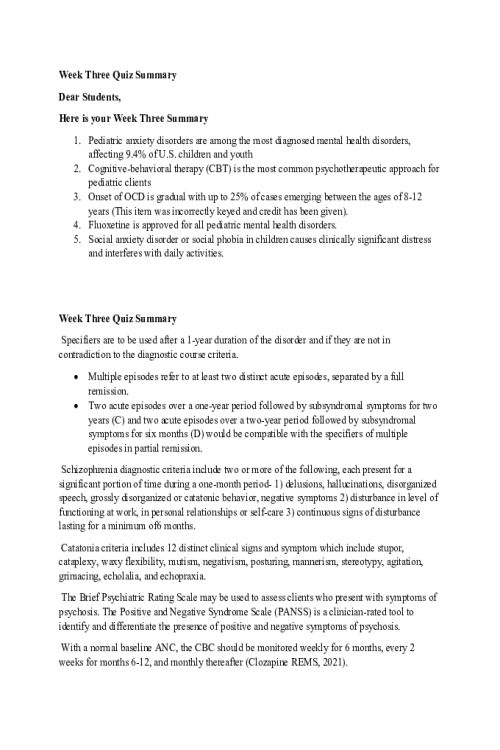 NR 547 Week 3 Quiz Summary