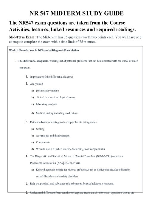 NR 547 Week 4 Midterm Study Guide (Week 1 - 4)
